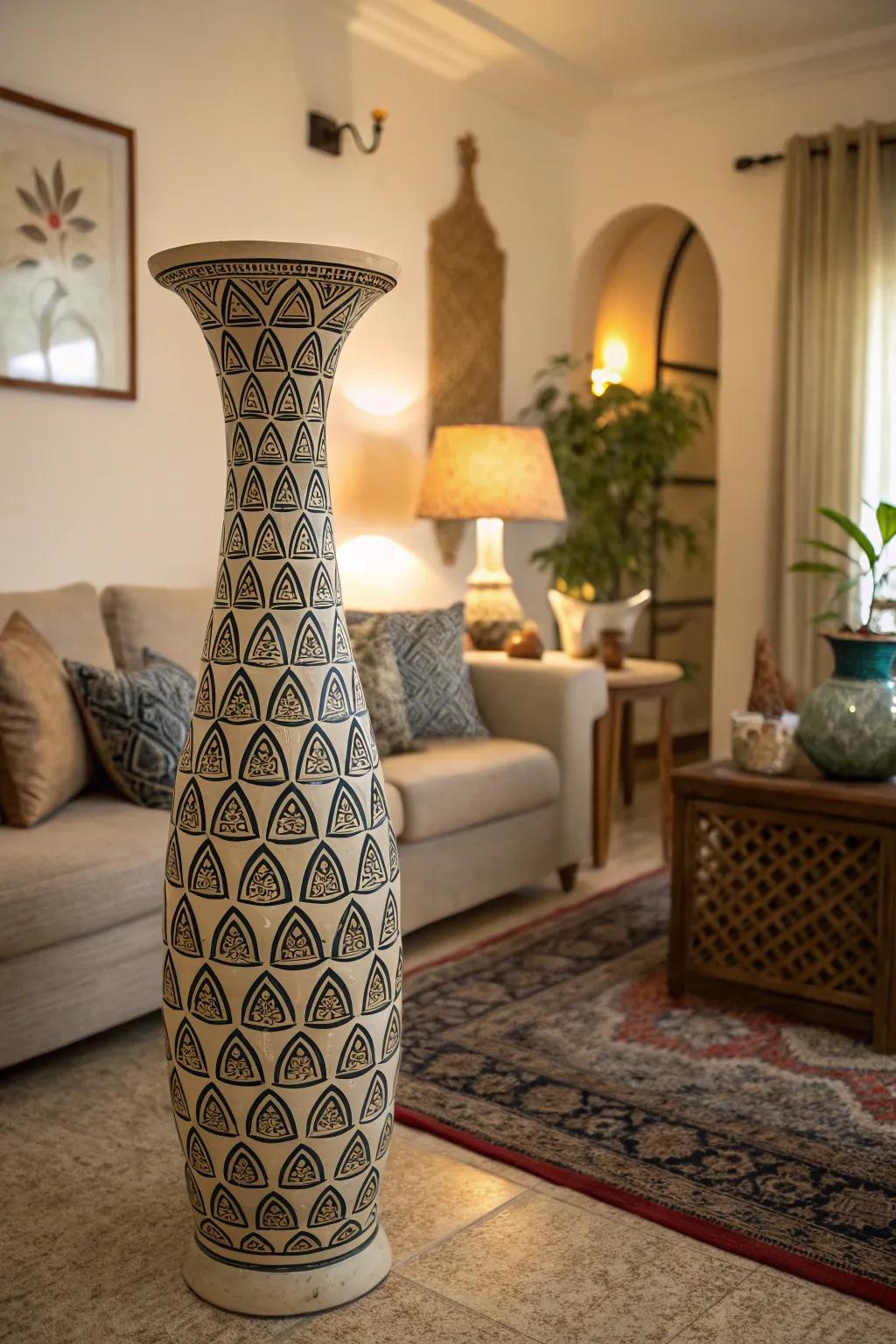 Patterned vases bring flair and personality.