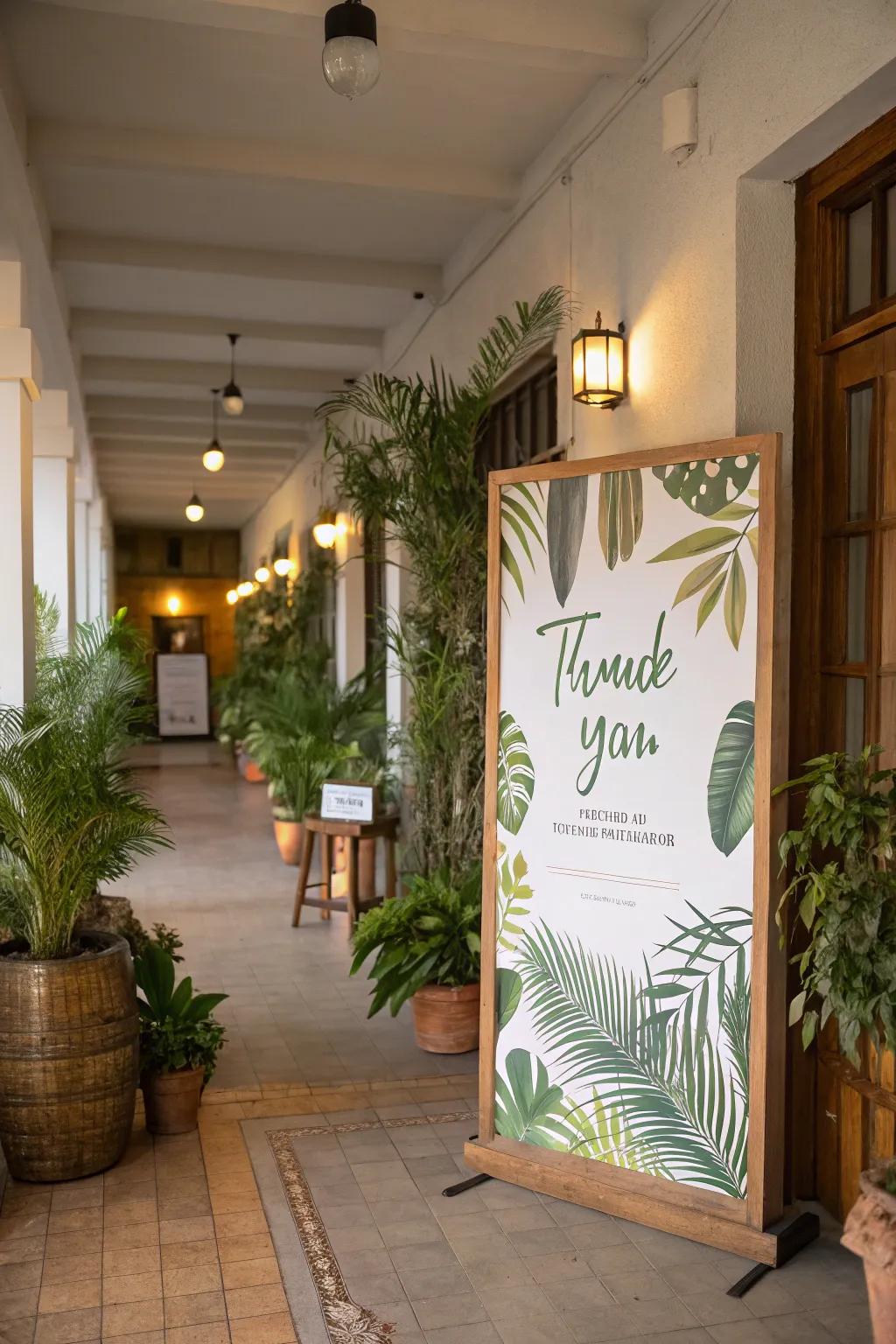 Welcome guests with a nature-inspired thank you poster.