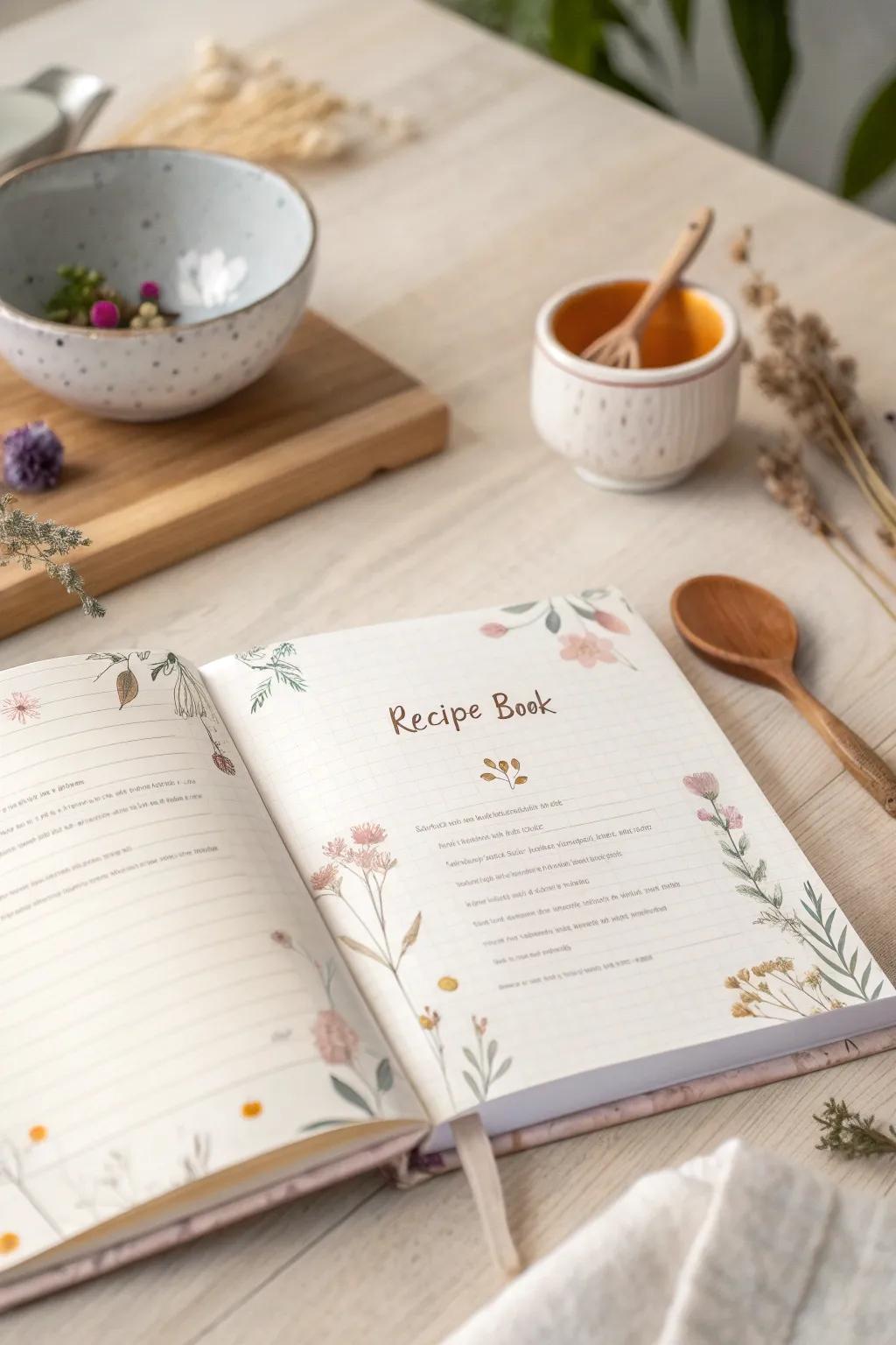 Create a heartfelt gift with a personalized recipe book, where cherished family recipes meet new culinary adventures.