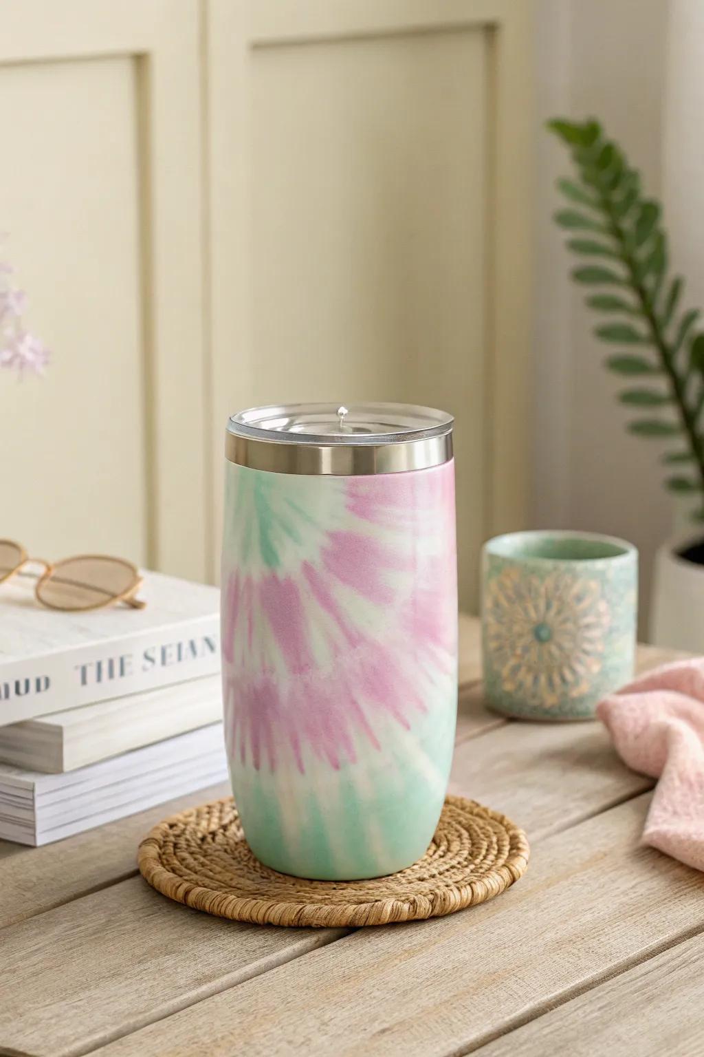 Embrace tranquility with this pastel tie-dye tumbler, where Scandinavian minimalism meets boho charm.
