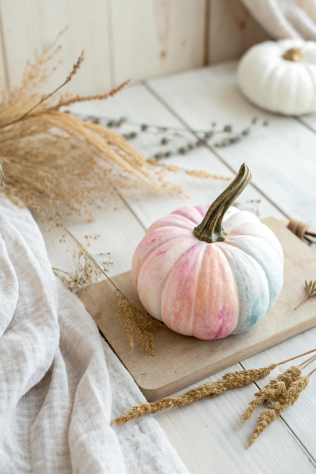 Transform your pumpkins into watercolor wonders for an ethereal autumn touch. 🍂✨