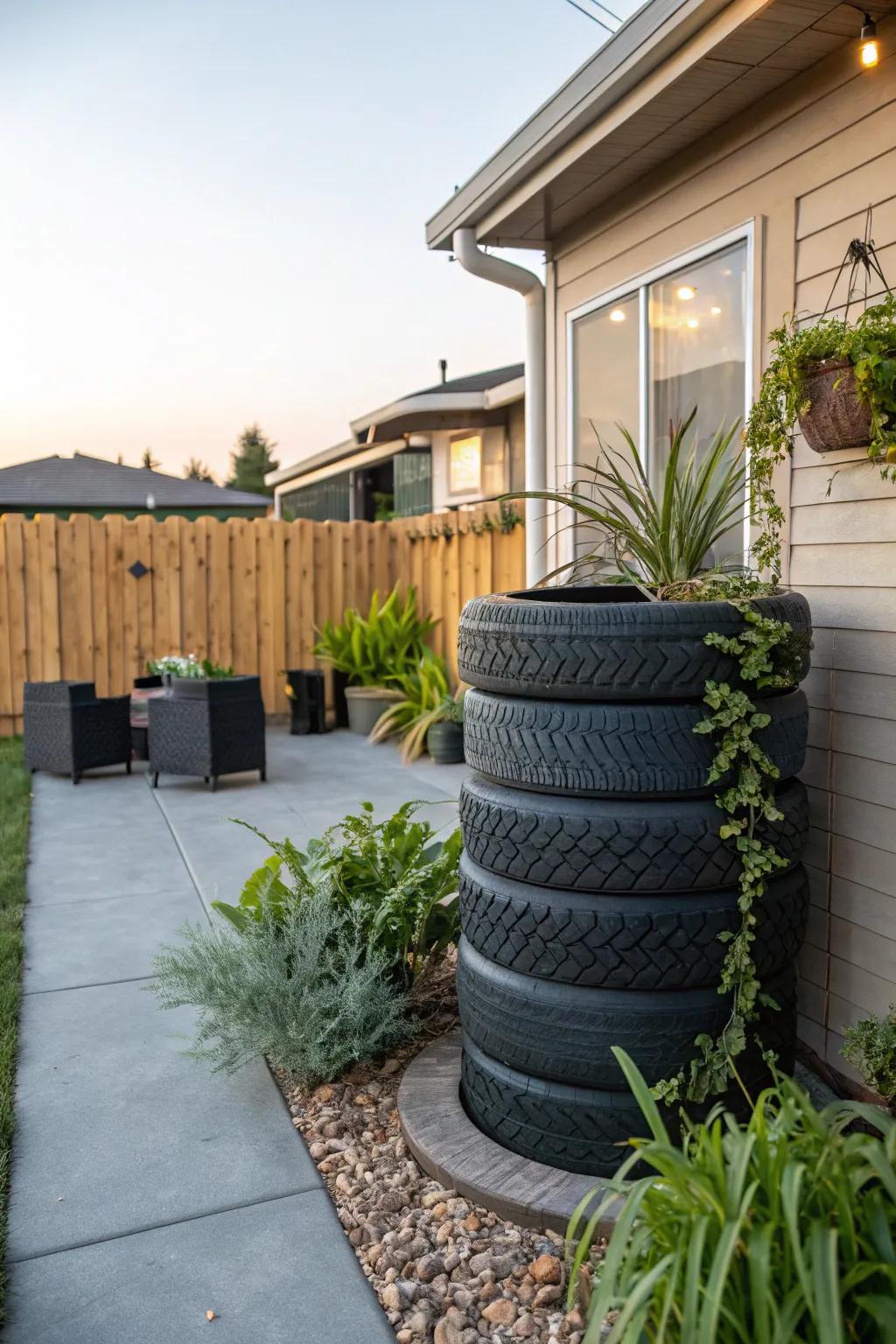 Functional Tire Garbage Bin for Outdoors