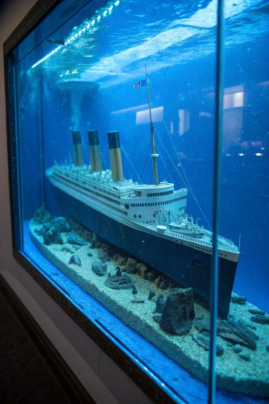 Dive into history with this mesmerizing Titanic diorama, where impeccable craftsmanship meets the deep ocean's allure.