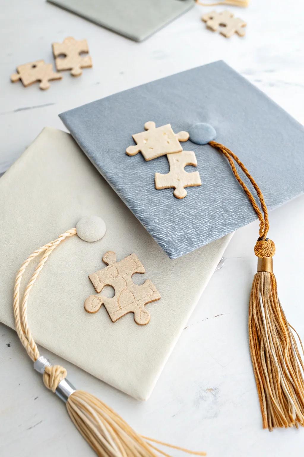 Completing the Journey: A perfect fit, just like these puzzle piece caps. #GraduationGoals #MinimalistStyle