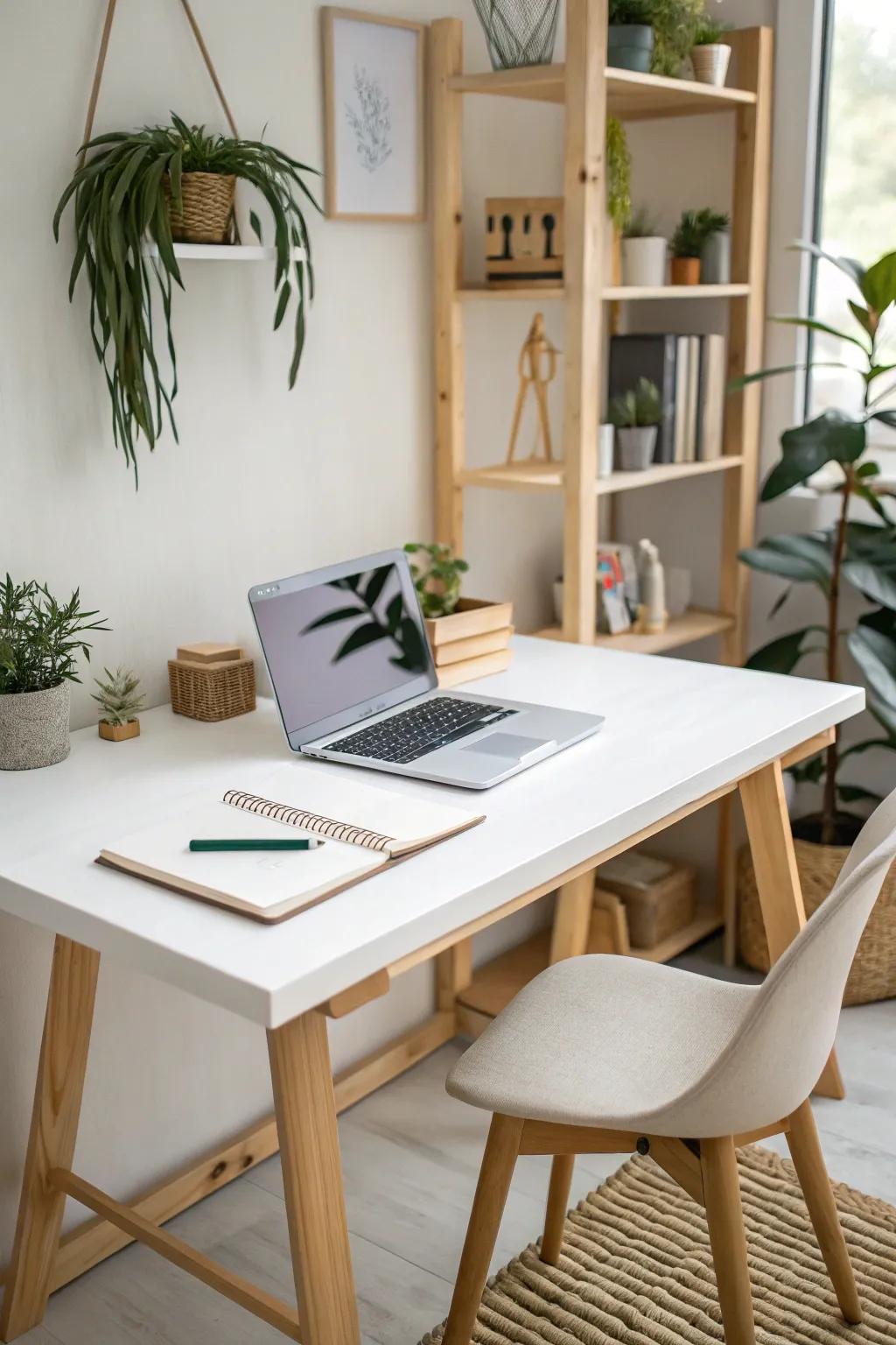 Minimalist harmony with a clean and uncluttered desk design.