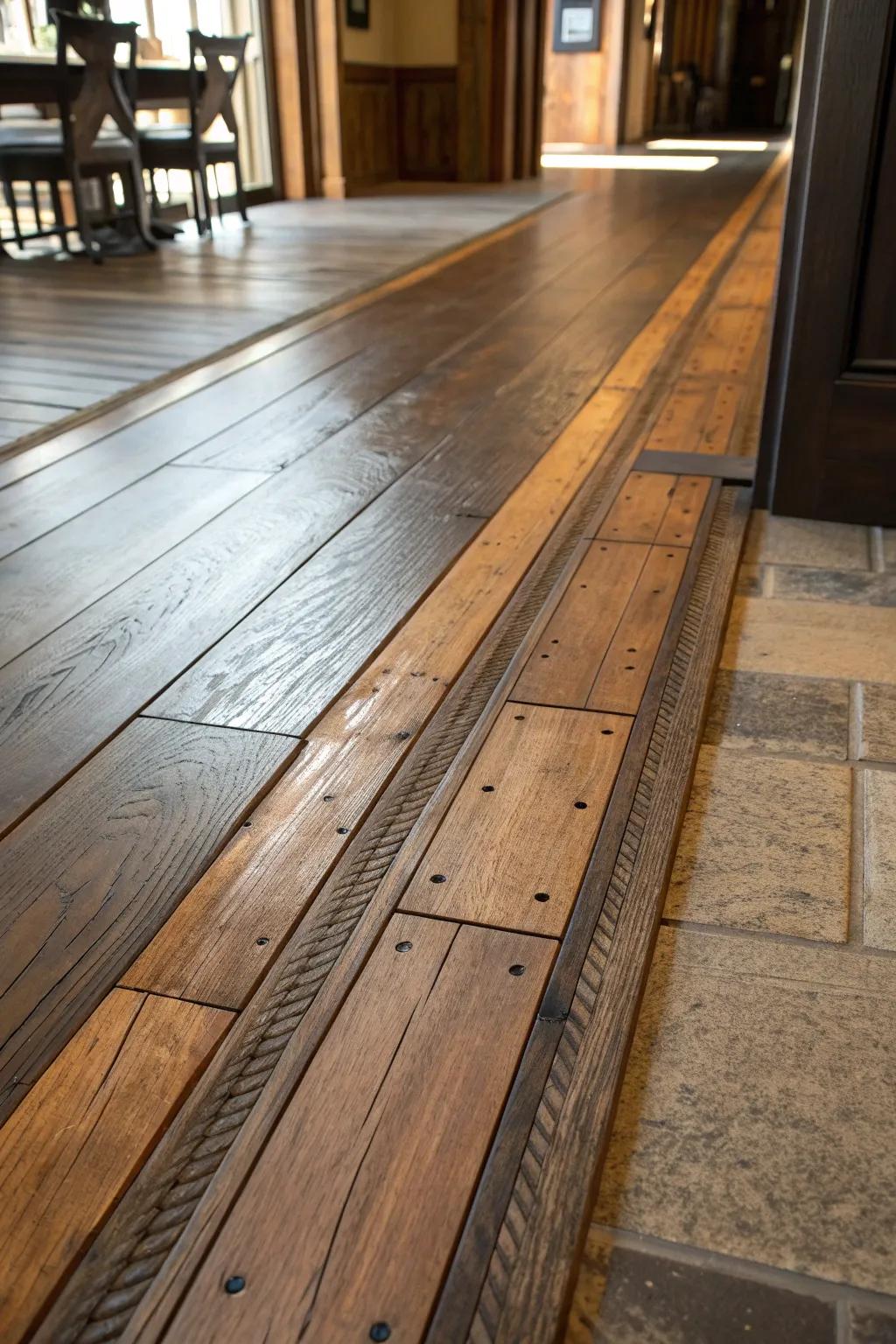 Transform your space with the timeless charm of reclaimed wood strips, adding a touch of vintage craftsmanship to your home.