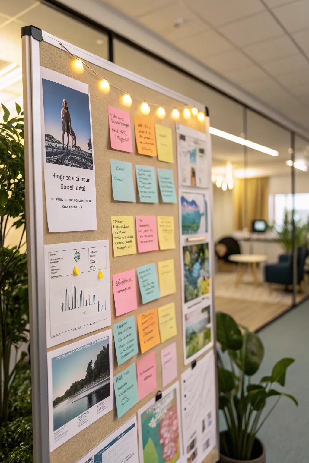 A board promoting mindfulness and relaxation in the workplace.