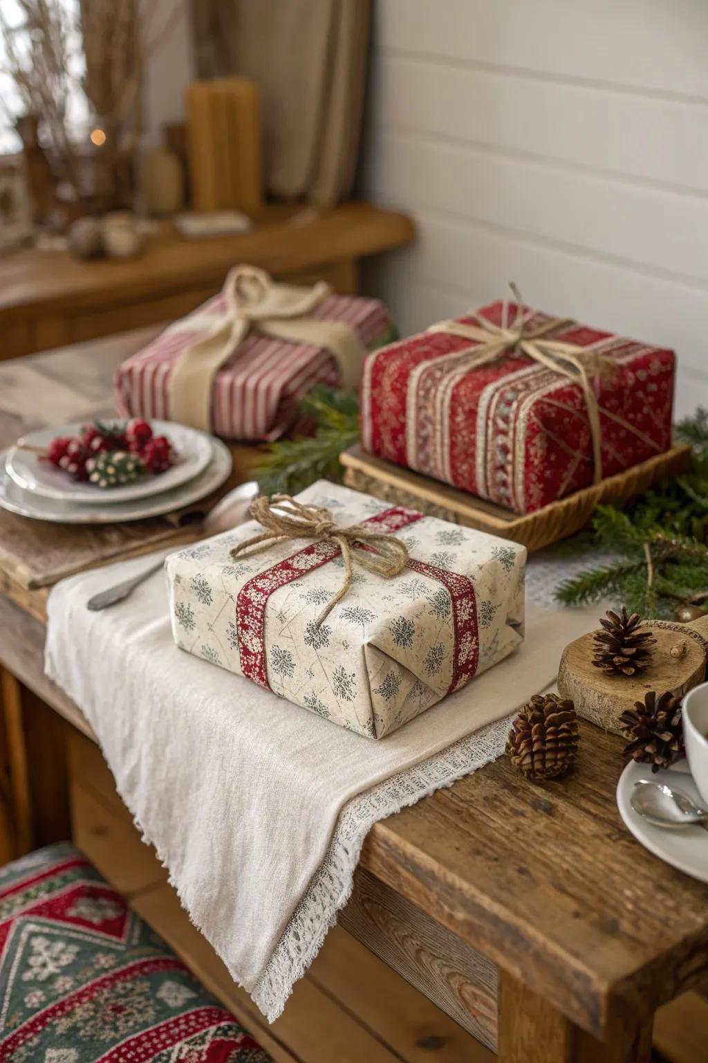 Wrap gifts thoughtfully with eco-friendly vintage linen.