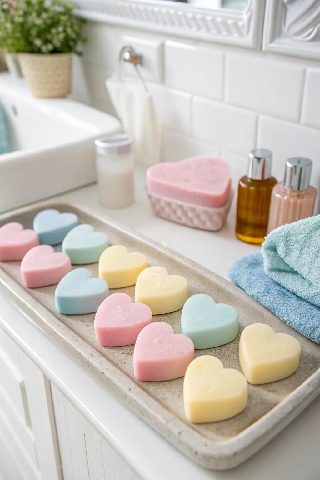 Heart-shaped soaps, adding a fragrant touch of love to daily routines.