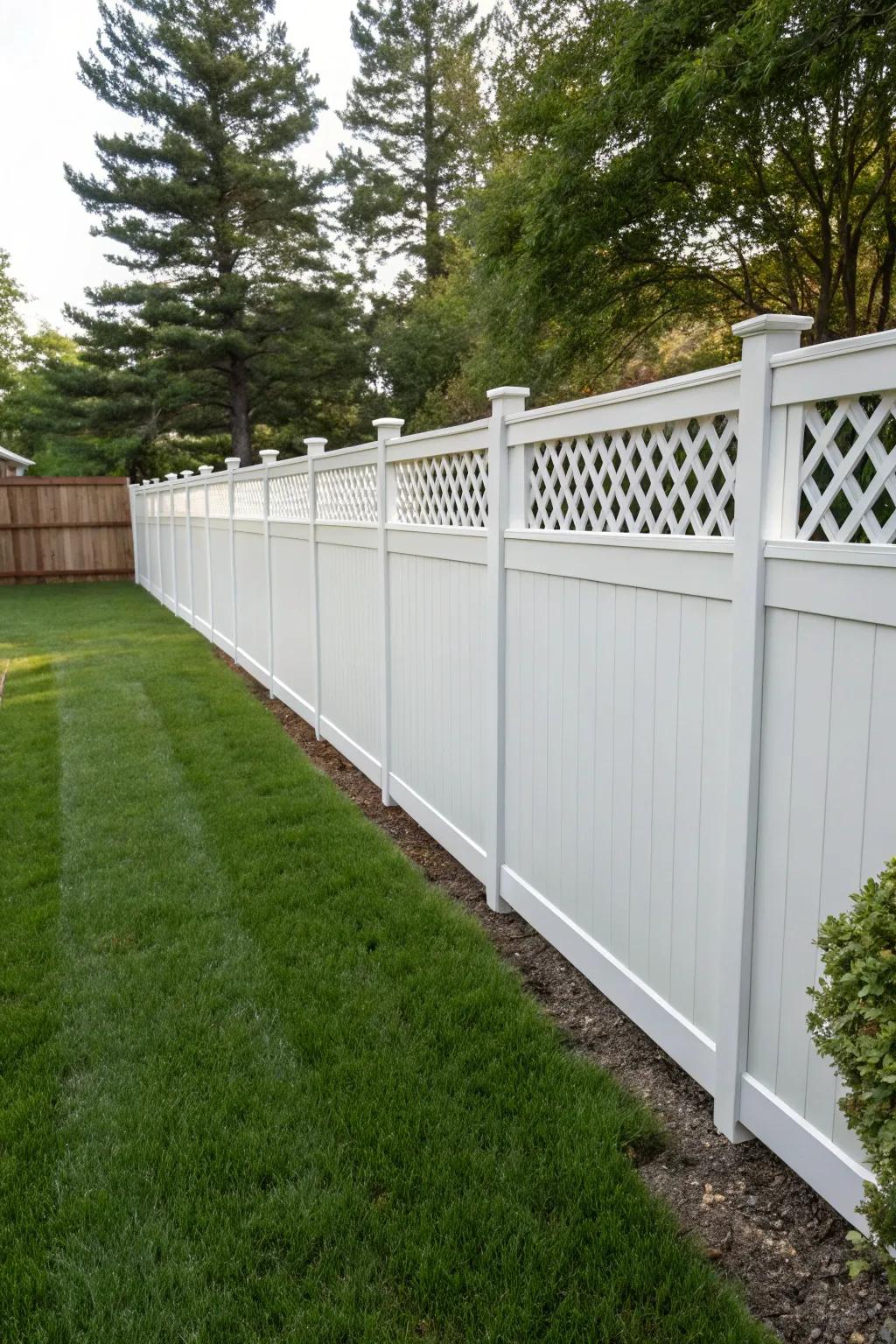 Vinyl lattice topper for a versatile and durable fence addition.