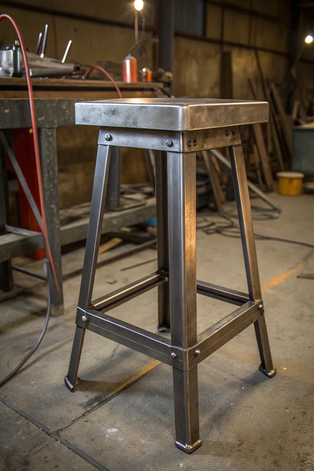 Elevate your workshop with this expertly crafted welding stool, where form meets function.