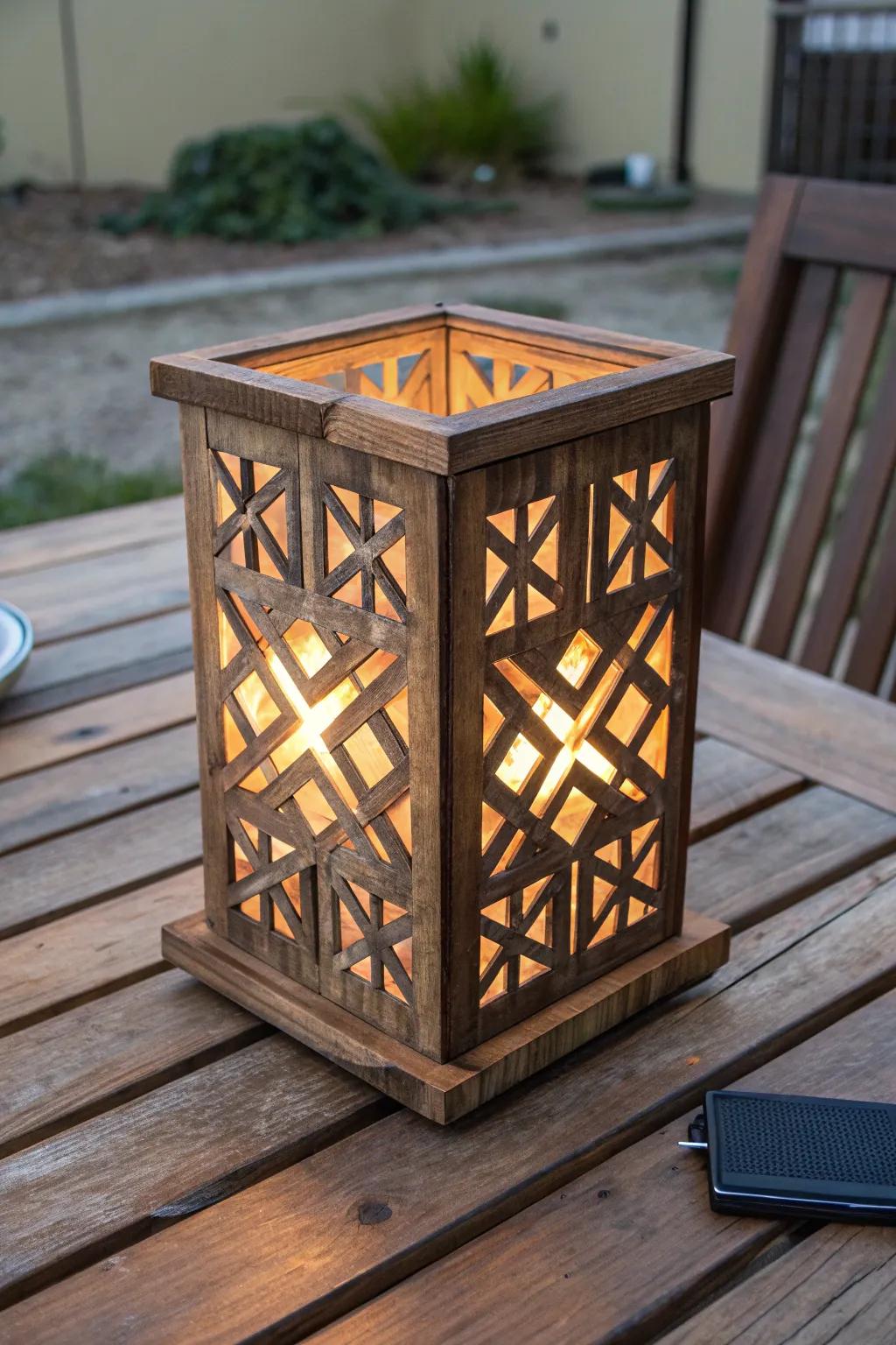 Illuminate your space with the artistry of a handcrafted wooden lantern.