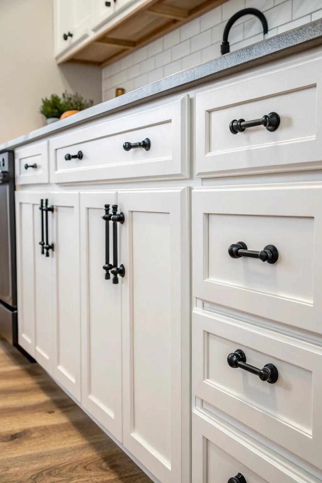 Different hardware sizes for varied functionality in the kitchen.