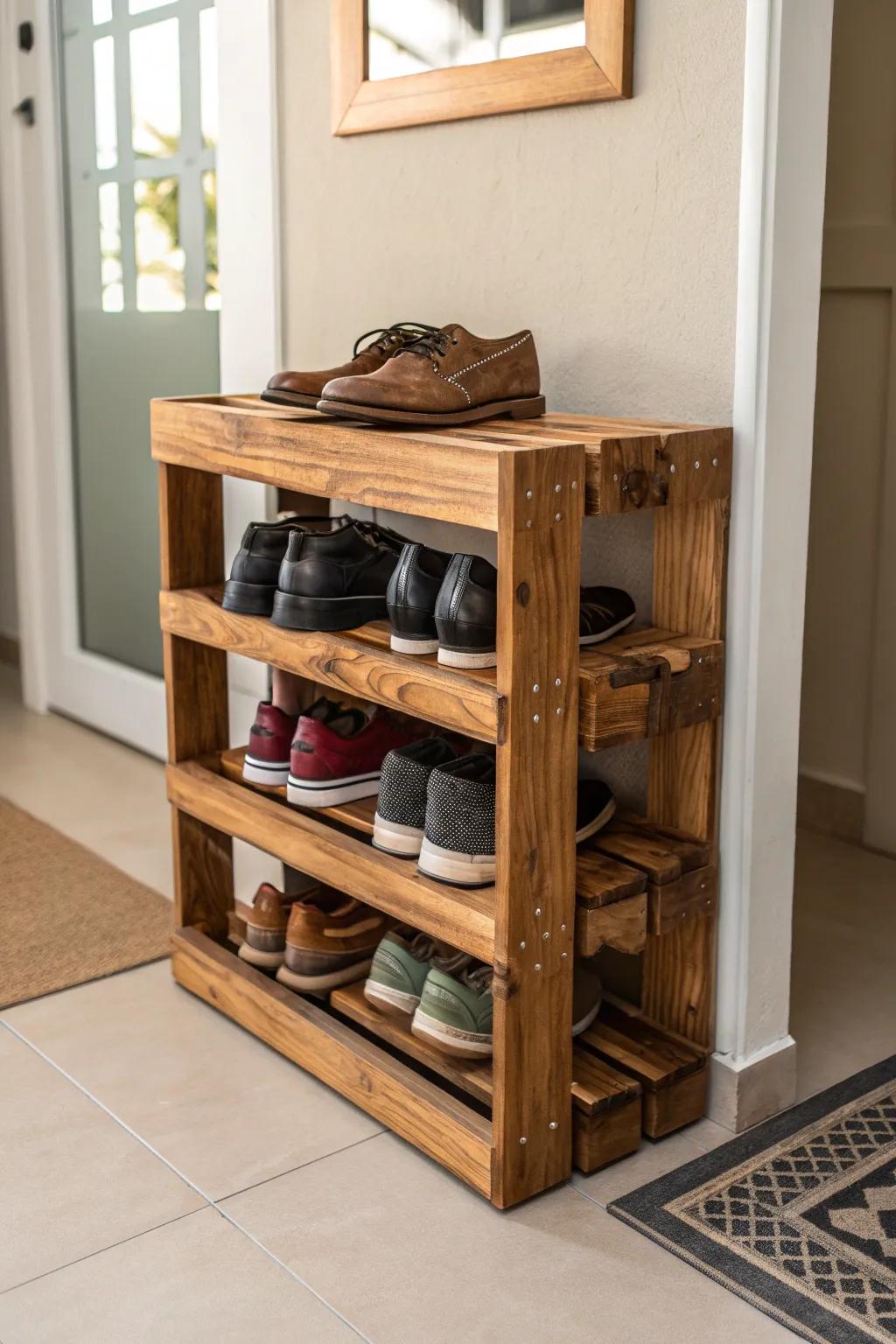Step Up Your Entryway Game with a Stylish Pallet Shoe Rack