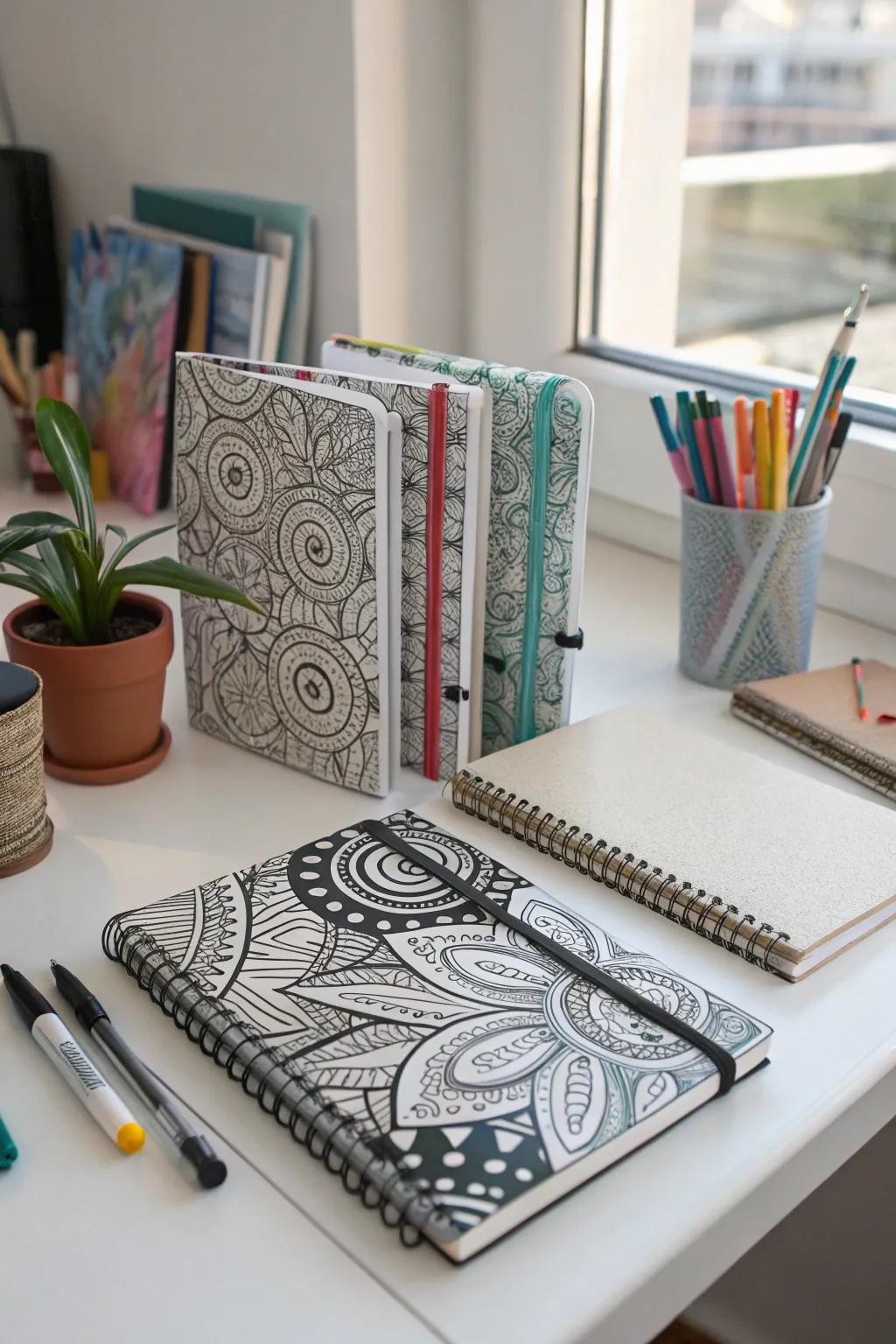 Zentangle notebooks inspire creativity at your desk.