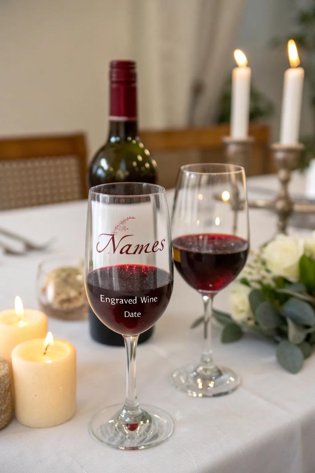 Celebrate with elegance using engraved wine glasses.