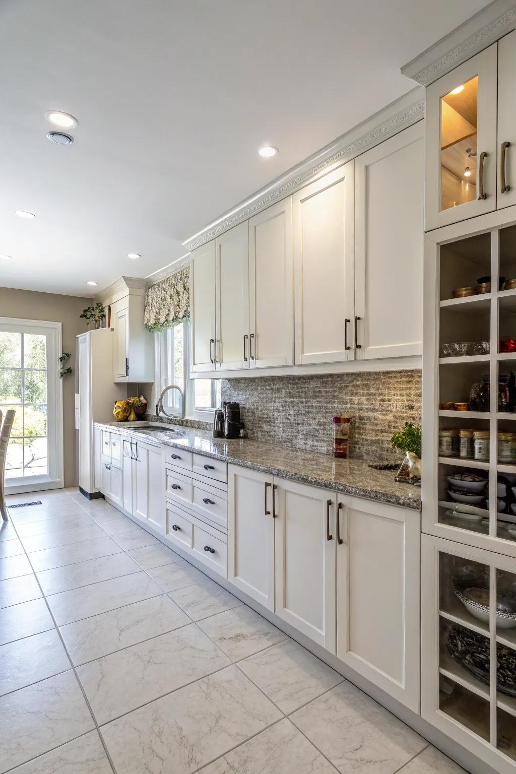 Vertical storage solutions make the most of every inch in a compact kitchen.