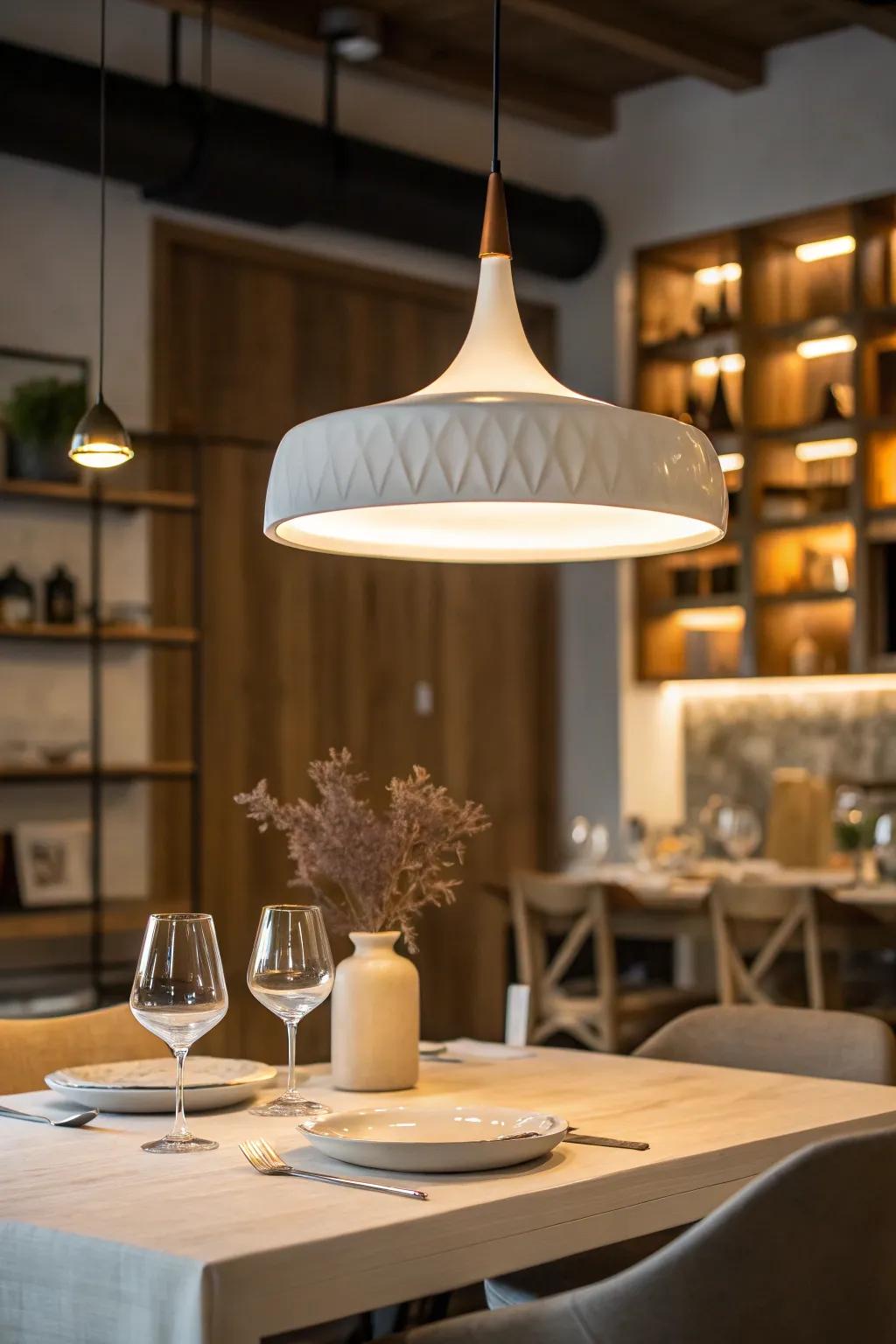 Illuminate your space with a porcelain pendant light.