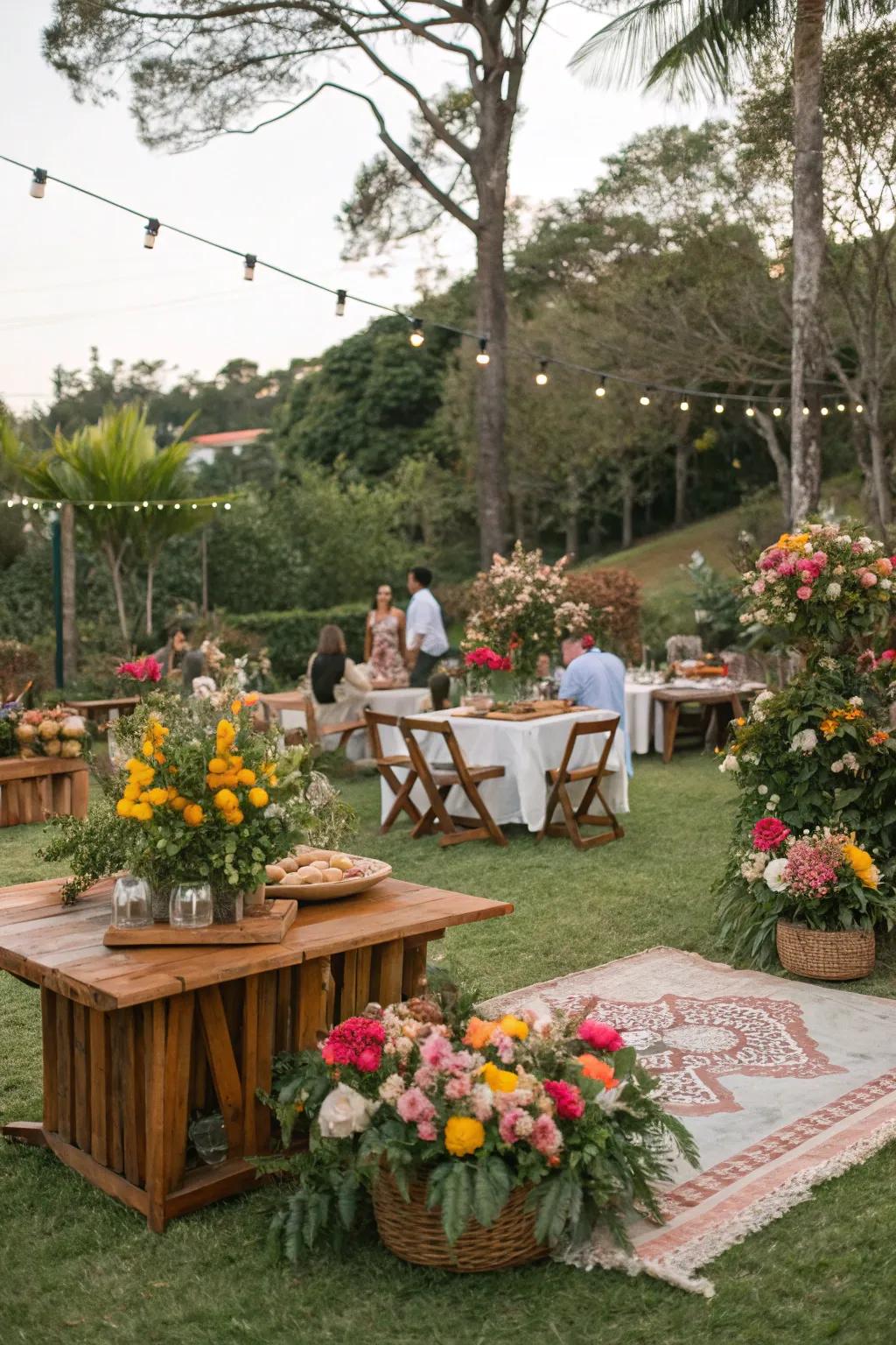 A garden party offers a refreshing and elegant outdoor setting.