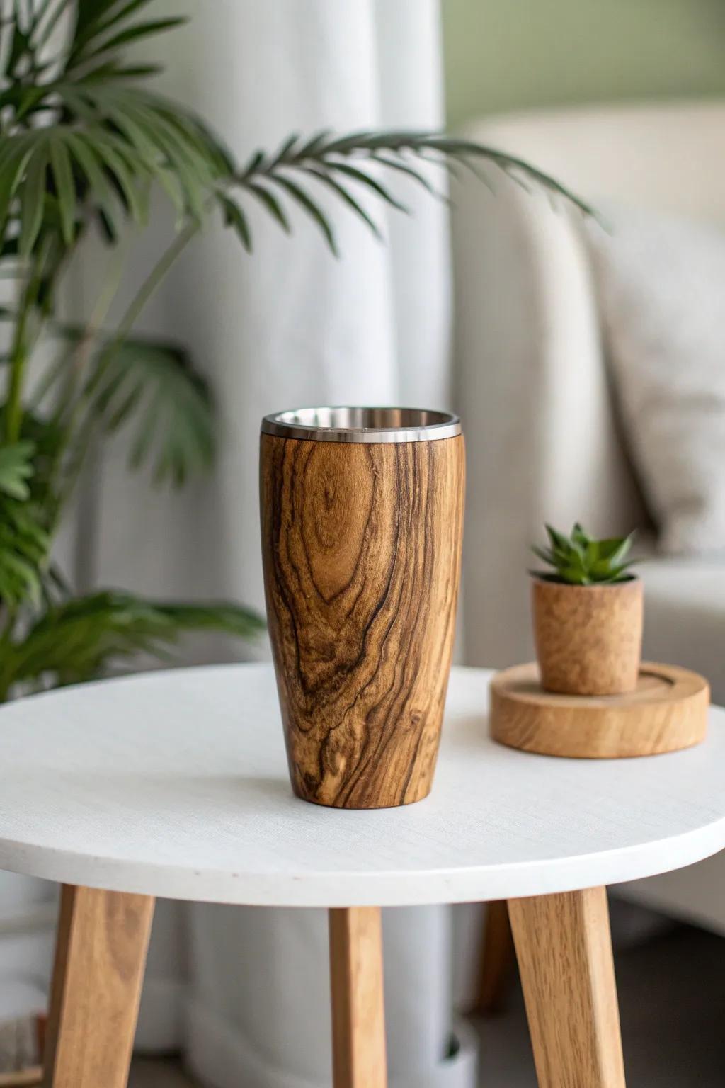 Elevate your everyday with a touch of rustic elegance. This wood grain tumbler brings the cabin charm to your 50th birthday celebration.