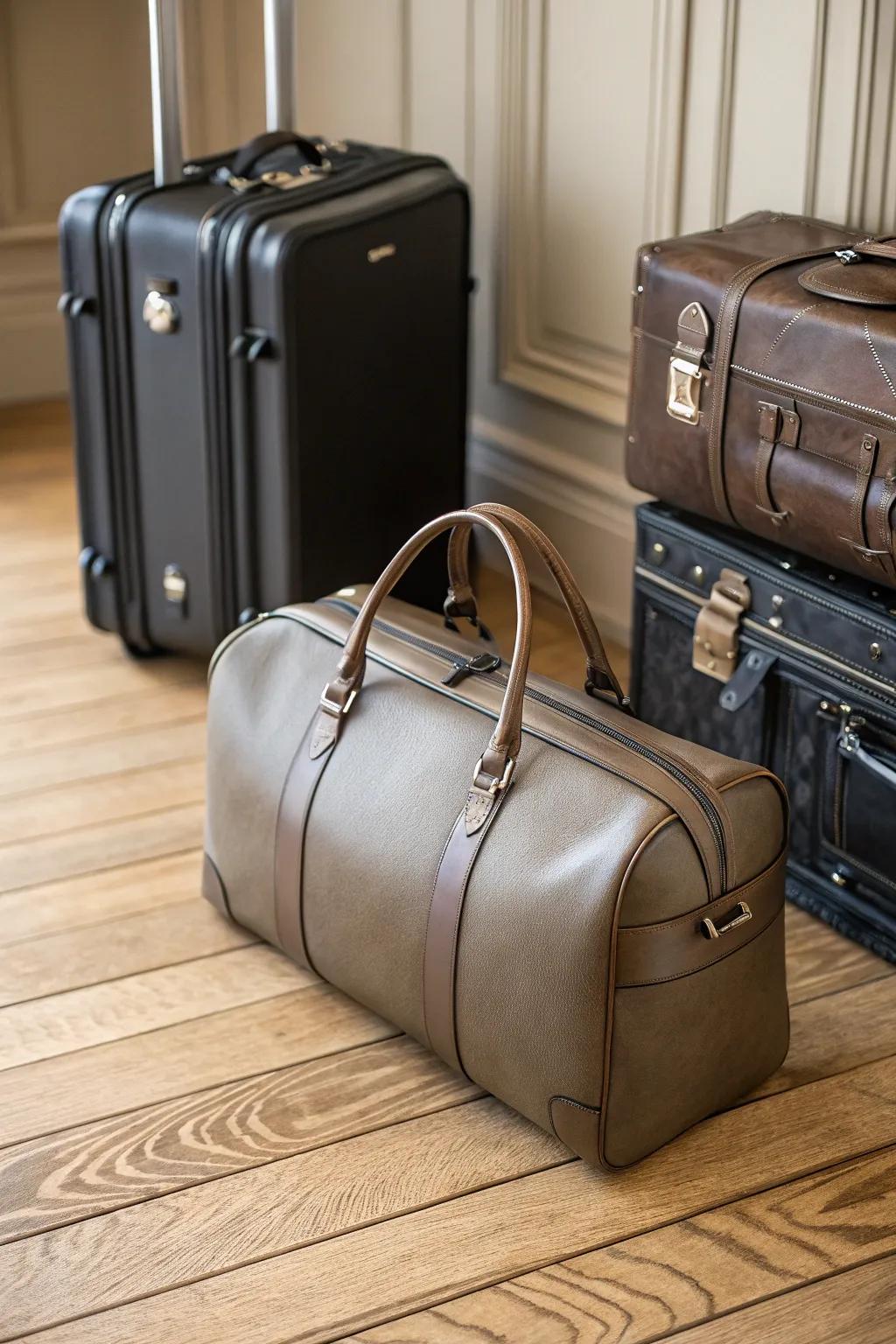 A leather travel bag combines style with practicality for travel.