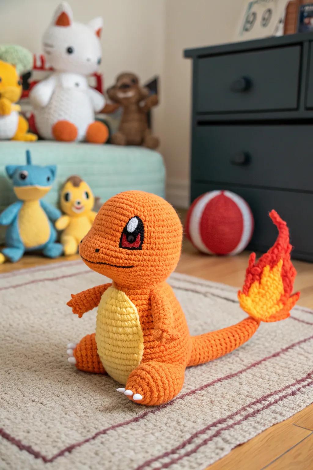 Ignite your creativity with a charming Charmander crochet project.