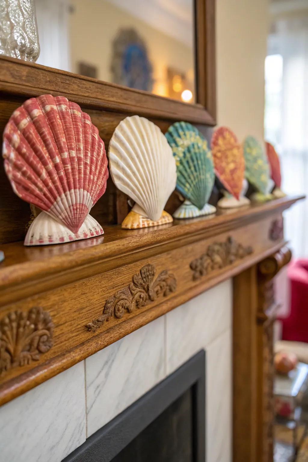 Charming shell ornaments, adding a coastal touch to decor.