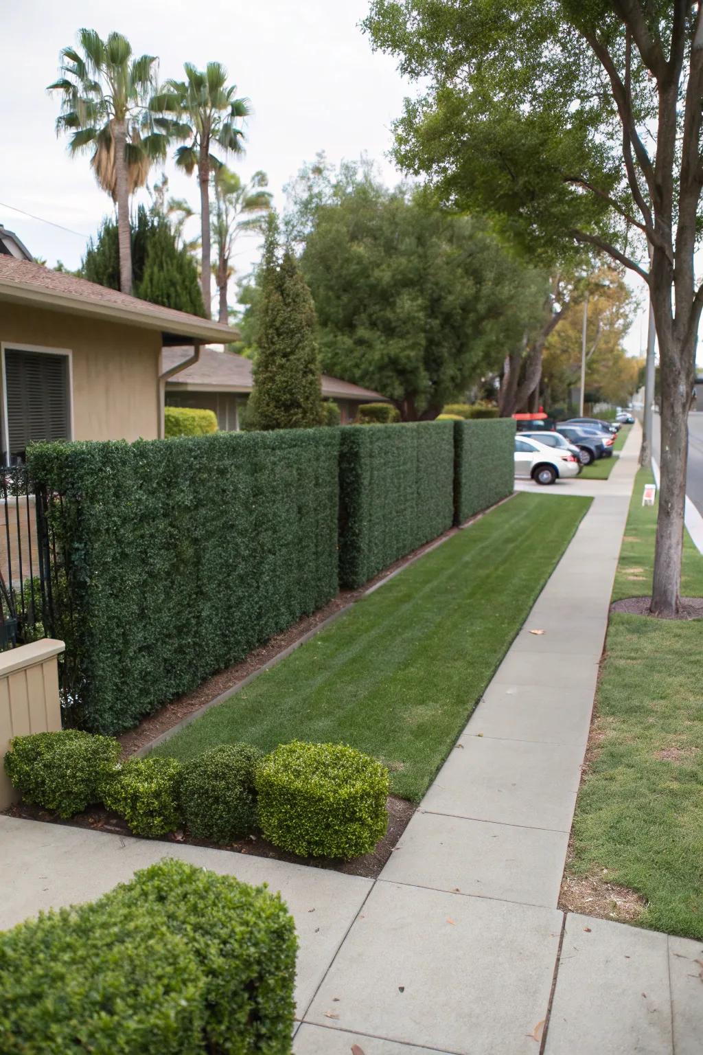 Reduce noise and enhance tranquility with artificial hedges.