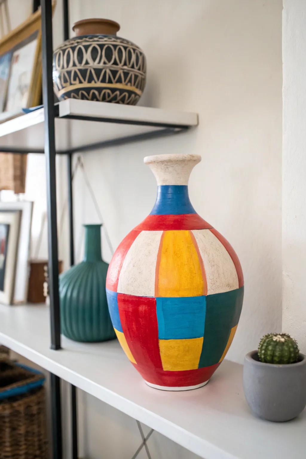 A modern colorblock vase that brings artful elegance to any space.