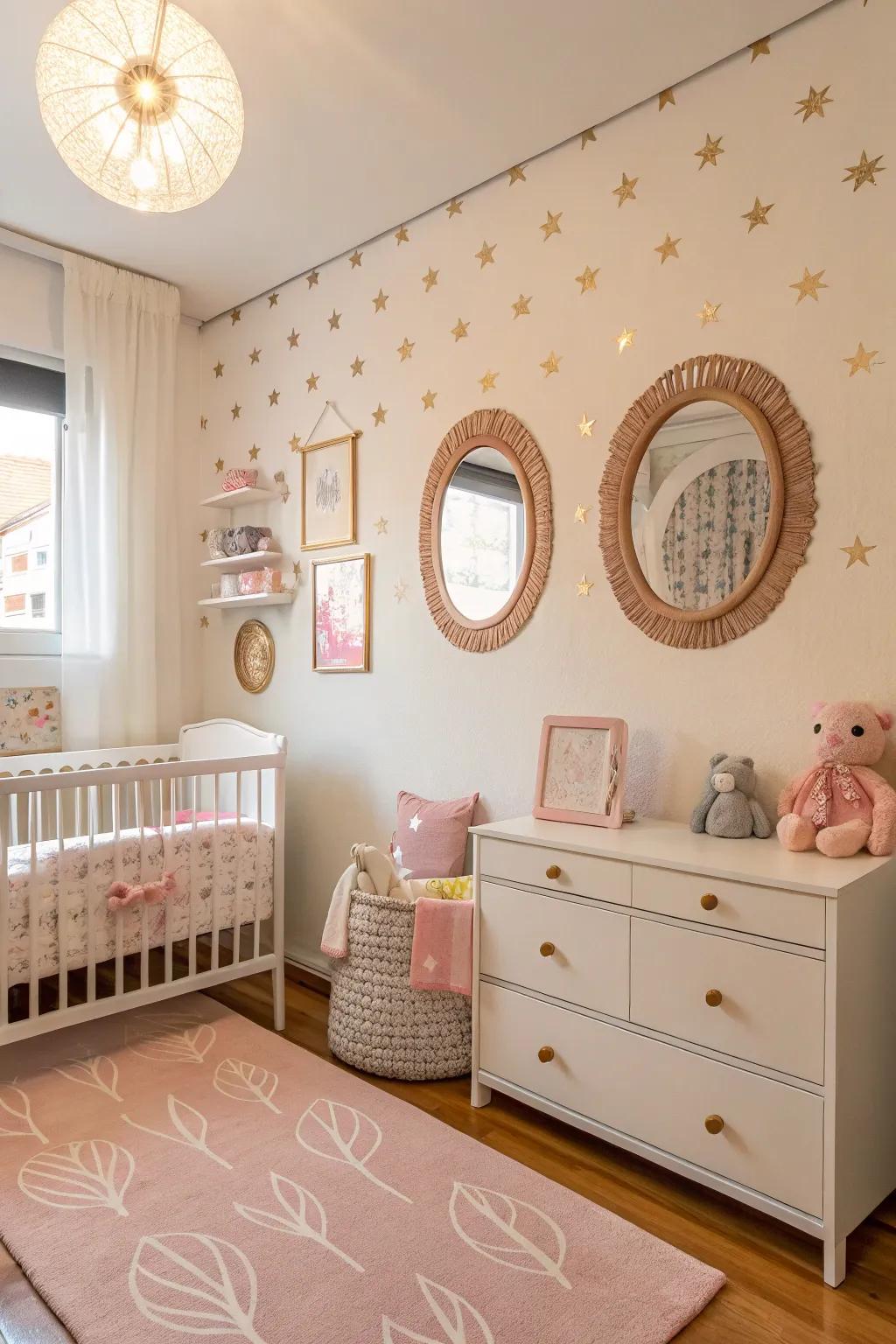 Mirrors add light and a sense of space, perfect for small nurseries.