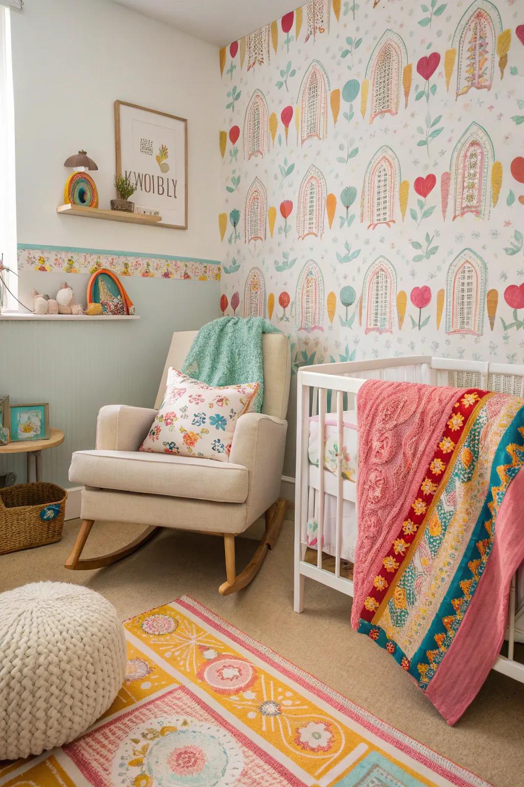 Patterns add visual interest and playfulness to a nursery.