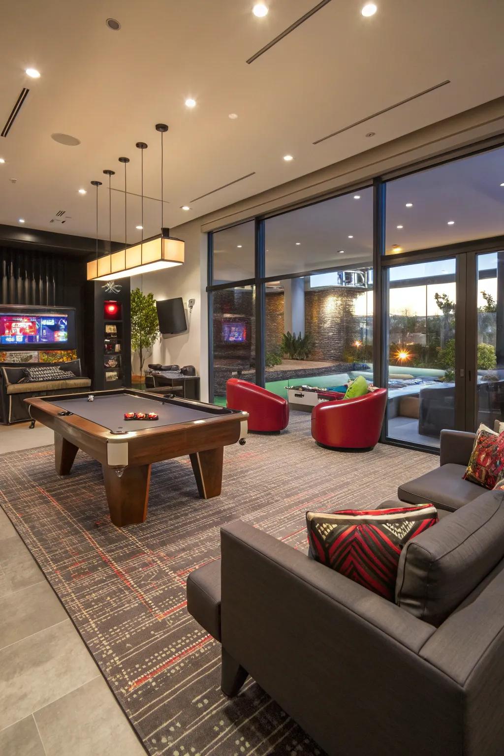 A game room in your bachelor pad offers fun and entertainment