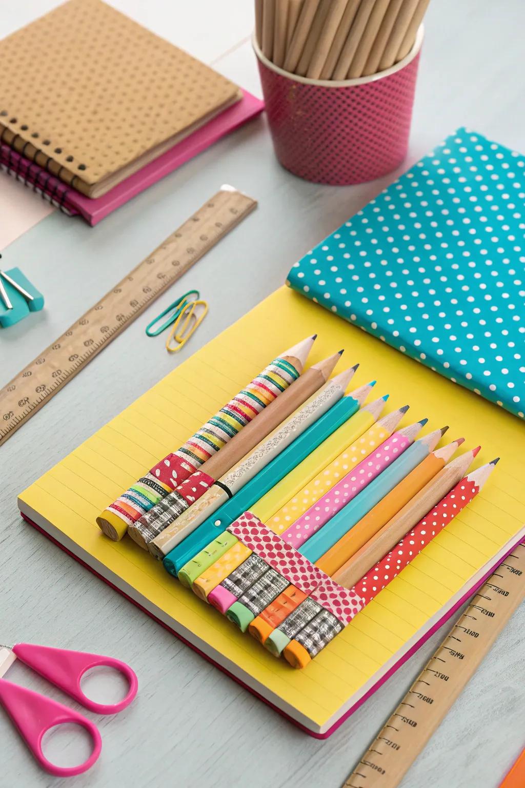 Add some color to your pencils with washi tape.