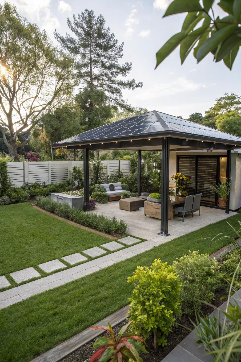 Go green with a solar-powered pavilion.