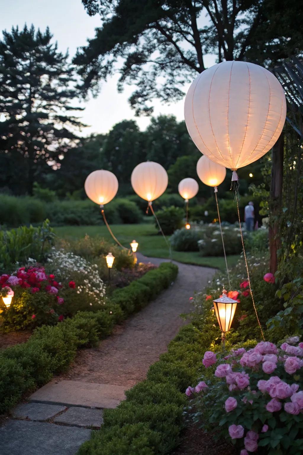 Glowing balloon lanterns creating a magical atmosphere.