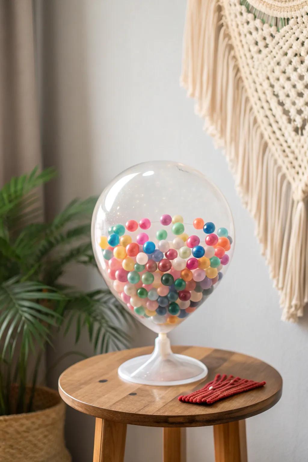 Experience the magic of sensory play with this beautifully crafted balloon filled with vibrant water beads. Perfect for little hands to explore!