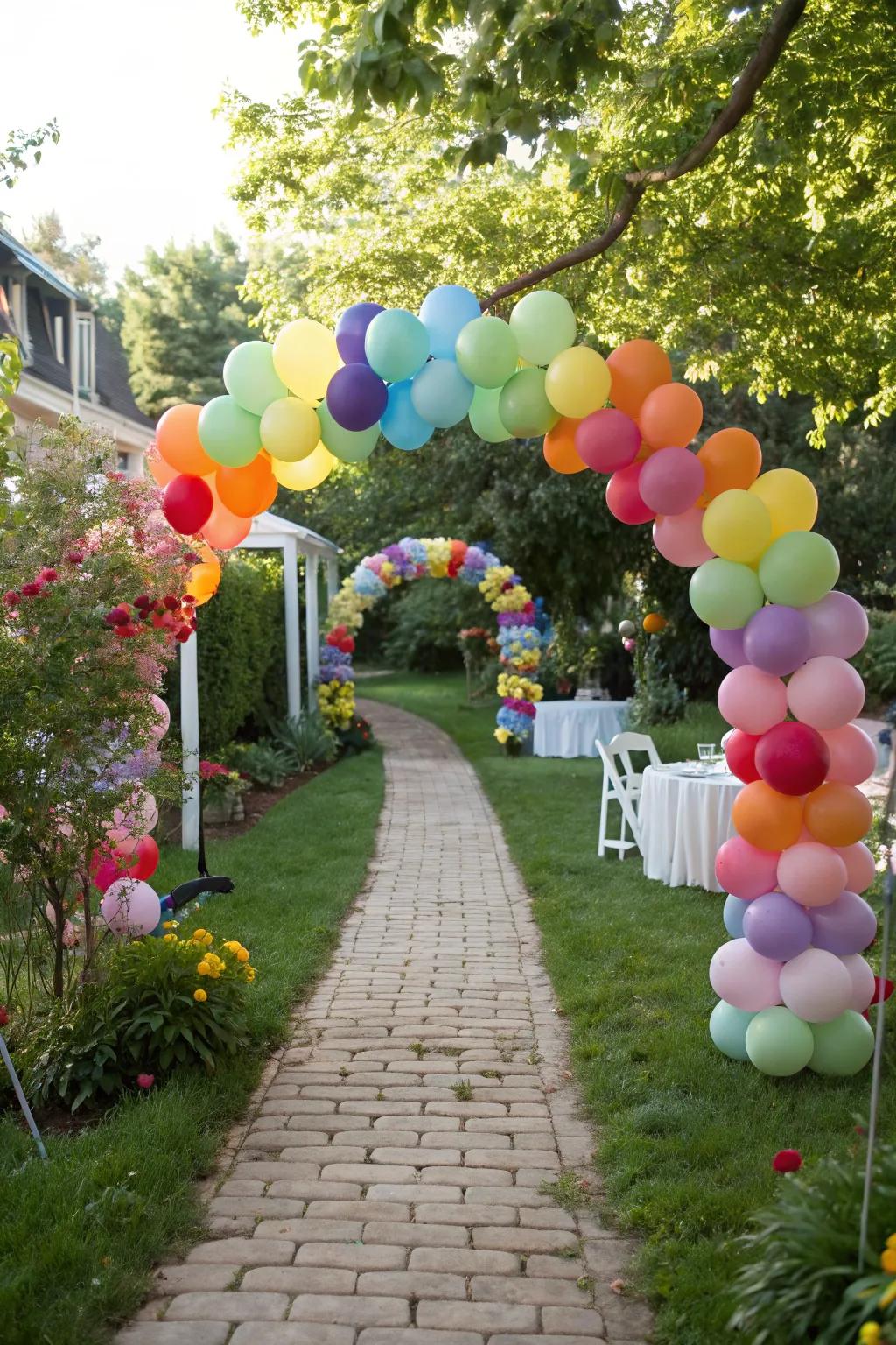 Create an inviting entrance with a balloon pathway.