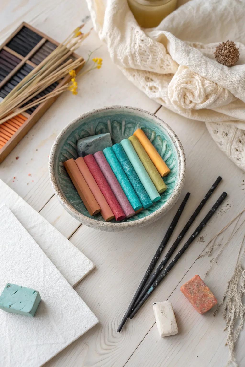 Discover the art of mixing media: where charcoal meets vibrant pastels for a creativity boost.