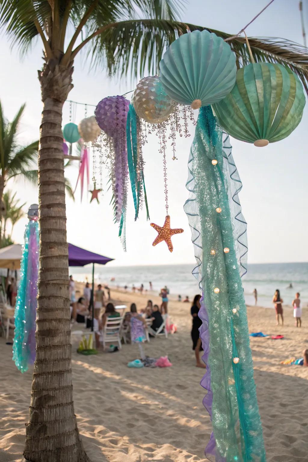 Enchanting mermaid-inspired decorations add a fantastical touch.