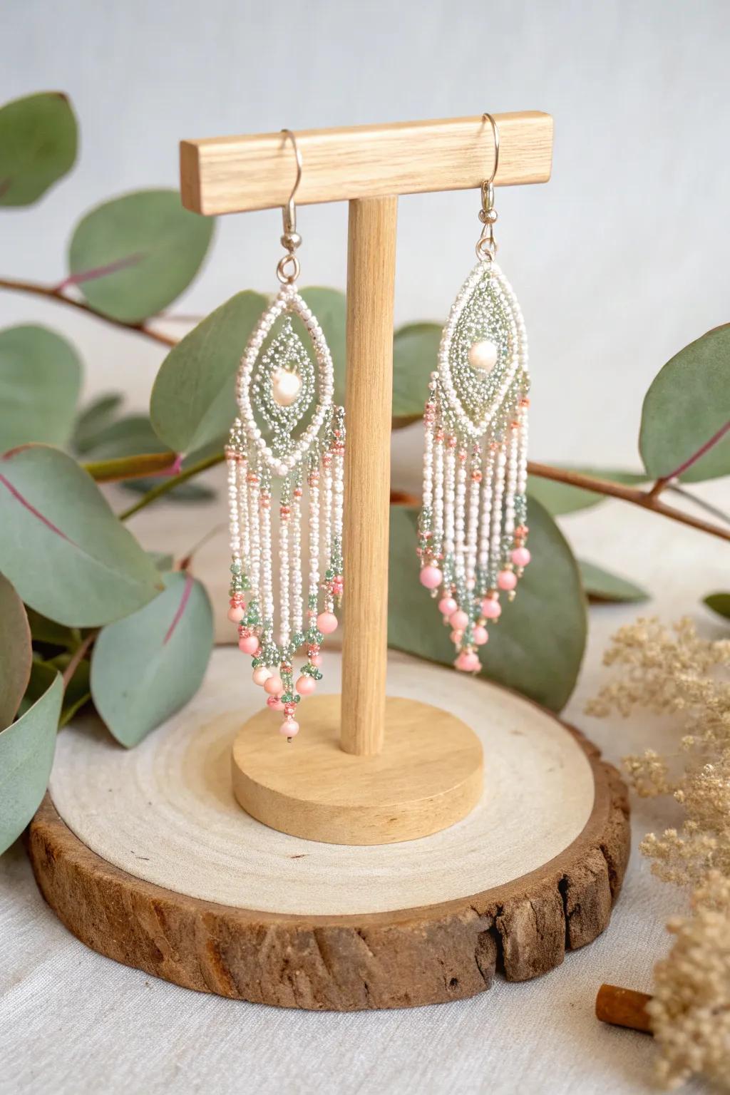 Embrace the beauty of the seasons with these handcrafted pastel beaded earrings, a perfect blend of simplicity and elegance.