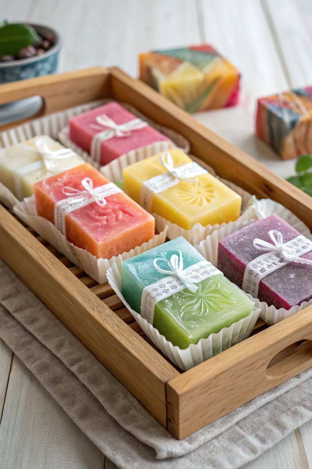 Enhance her bath time with a handmade soap set.