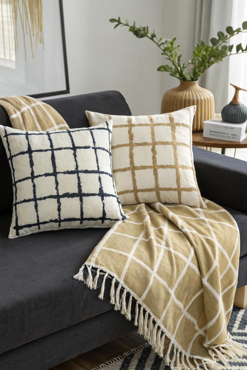 Grid patterns bring a contemporary touch to home decor.