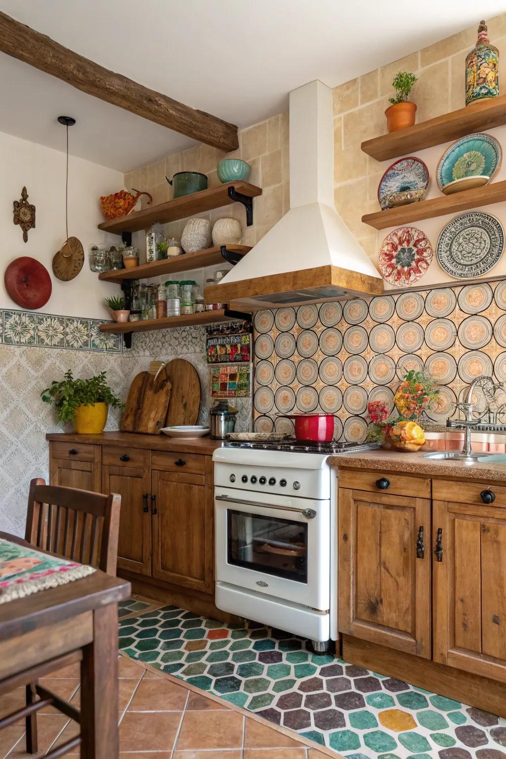 Handmade artisan tiles add character and individuality to this kitchen.