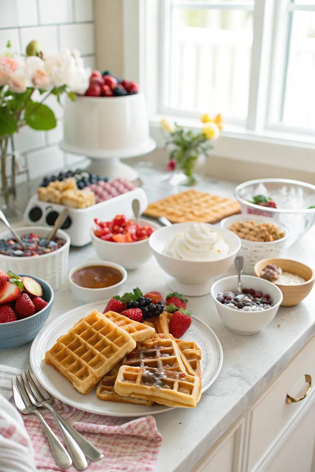 Create your perfect waffle at a delightful DIY brunch bar.