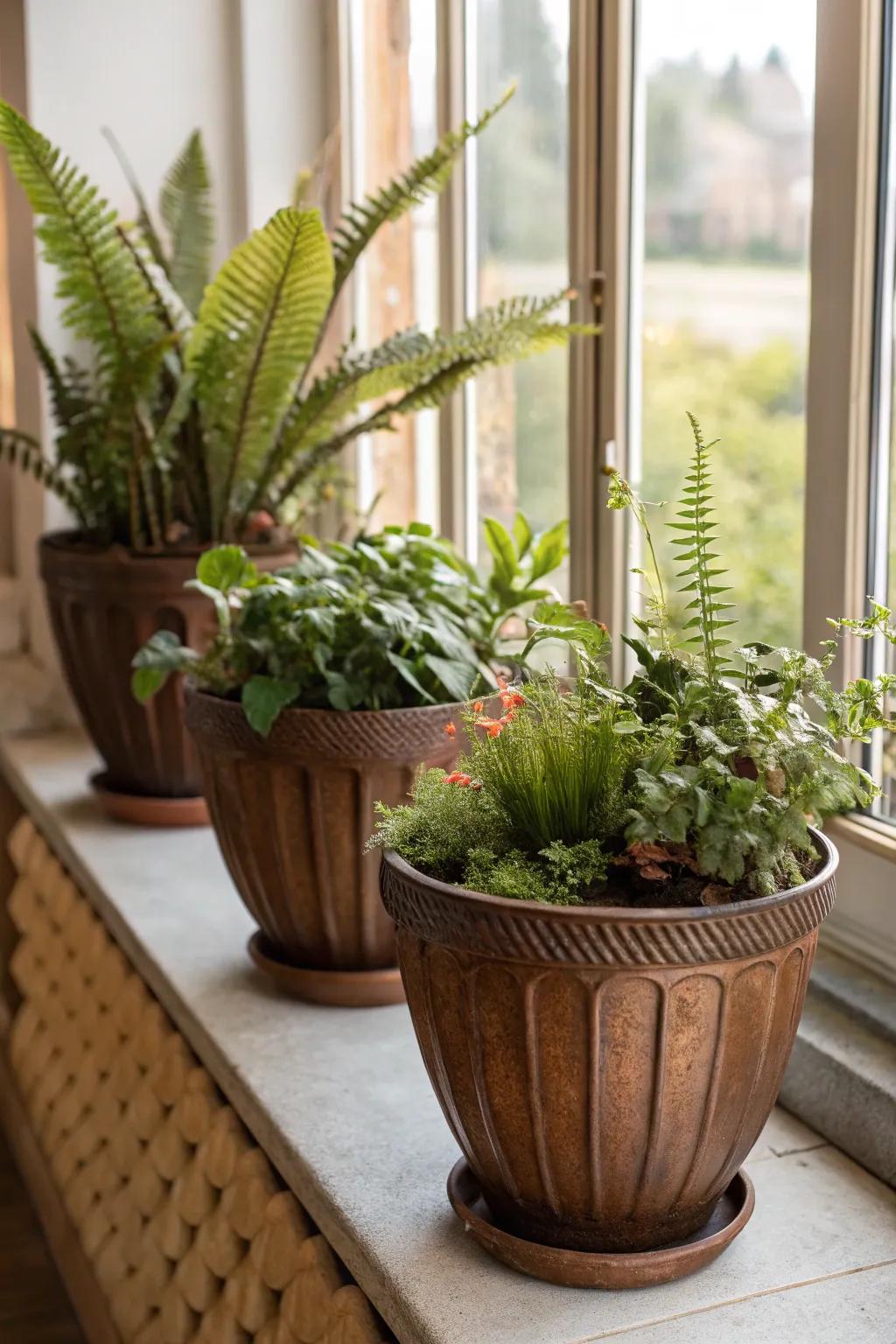 Bring nature indoors with stylish bronze planters.