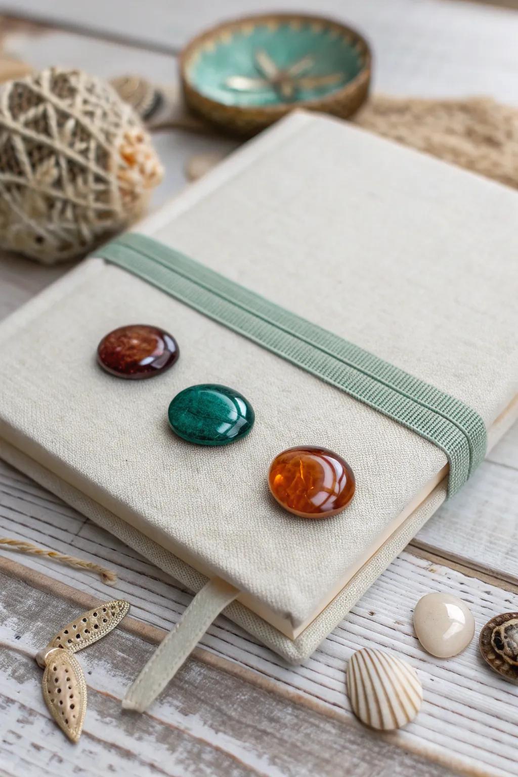 Transform your journal into a work of art with stunning cabochon embellishments.