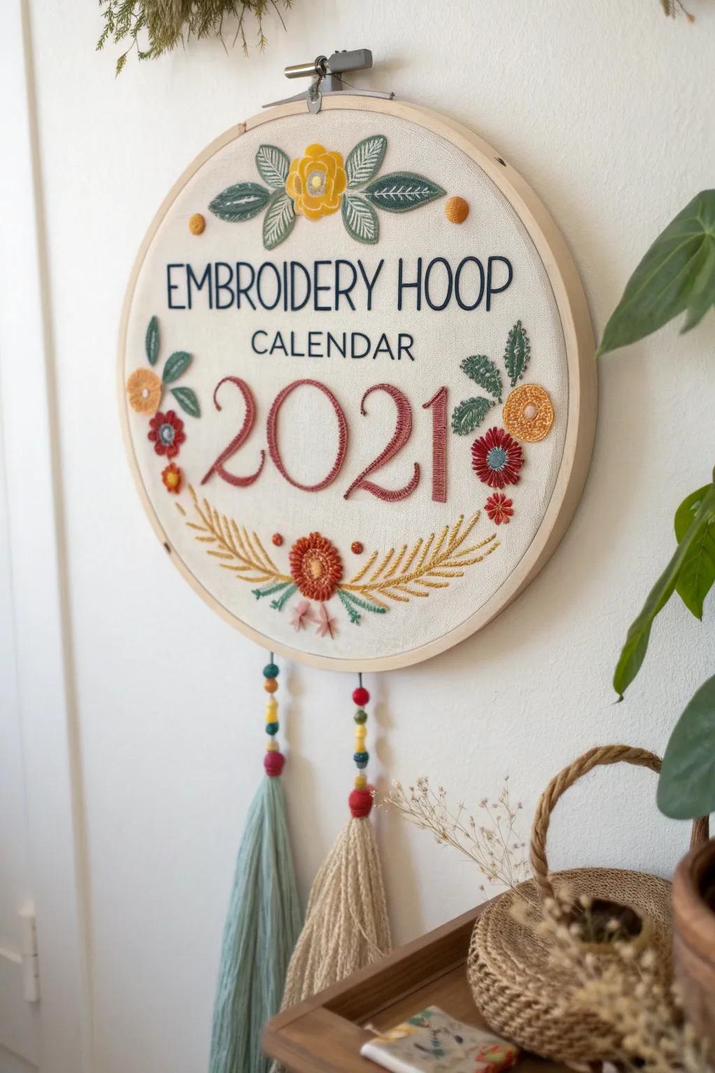 Add a touch of handmade charm to your space with this Embroidery Hoop Calendar. Perfect for those who love the blend of Scandinavian minimalism and boho warmth.
