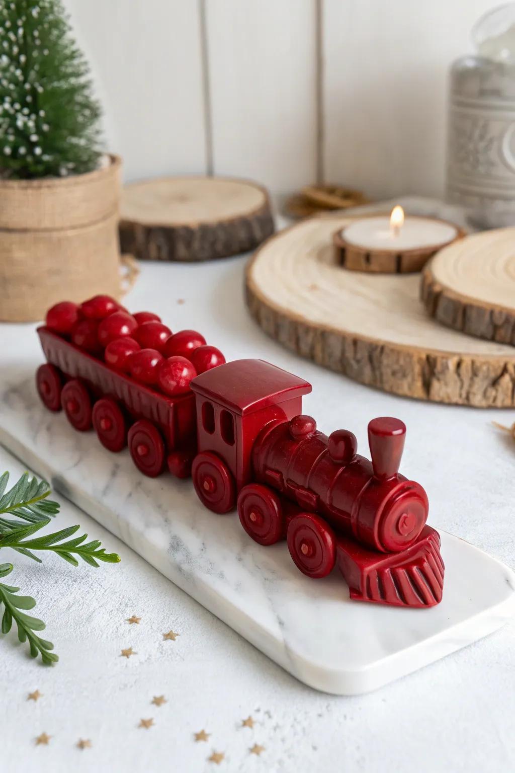 Add a spicy twist to your holiday decor with this charming cinnamon candy train.