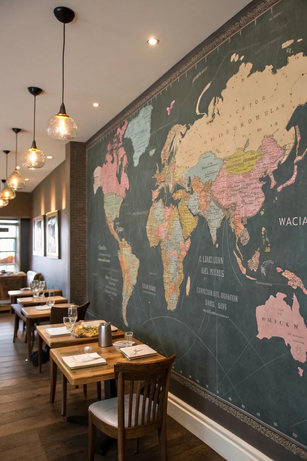 Spark wanderlust with a vintage map mural in your home.