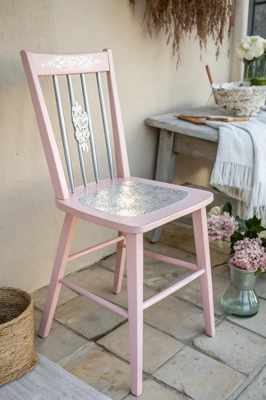 Elevate your space with the subtle shimmer of metallic accents on a minimalist chair.